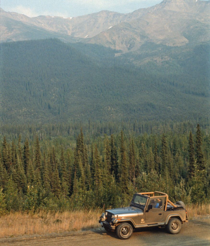 Jeep at the start of the Dempster Highway